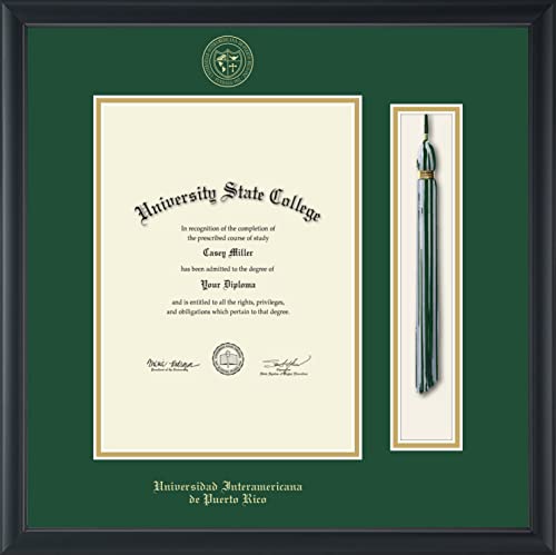 Universidad Interamericana de Puerto Rico - Officially Licensed - Gold Embossed Tassel Diploma Frame - Document Size 8" x 11"