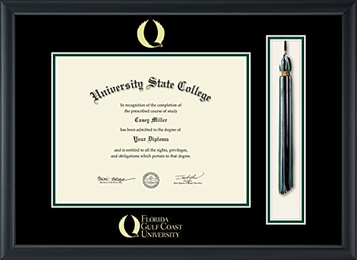 Florida Gulf Coast University - Officially Licensed - Bachelor's - Gold Embossed Tassel Diploma Frame - Document Size 11" x 8.5"