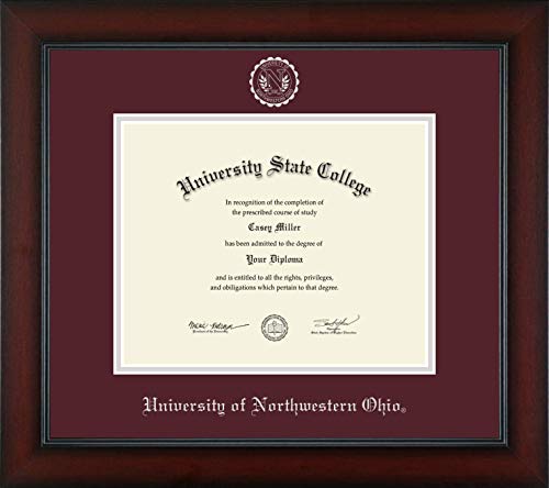 University of Northwestern Ohio - Officially Licensed - Master's - Silver Embossed Diploma Frame - Document Size 10" x 8"