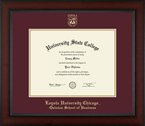 Loyola University Chicago Quinlan School of Business - Officially Licensed - Gold Embossed Diploma Frame - Document Size 11" x 8.5"