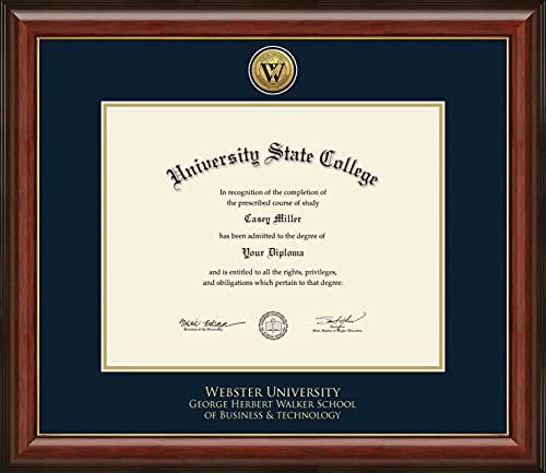 Webster University George Herbert Walker School of Business & Technology - Officially Licensed - Gold Medallion Diploma Frame - Document Size 13.75" x 10.75"