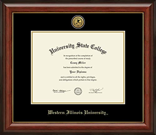 Western Illinois University - Officially Licensed - Gold Medallion Diploma Frame - Document Size 11" x 8.5"