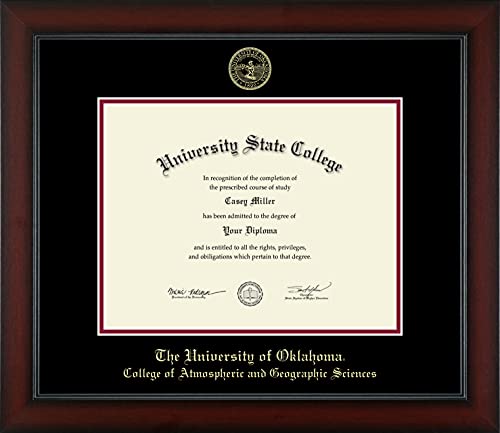 The University of Oklahoma College of Atmospheric and Geographic Sciences - Officially Licensed - Gold Embossed Diploma Frame - Document Size 11" x 8.5"