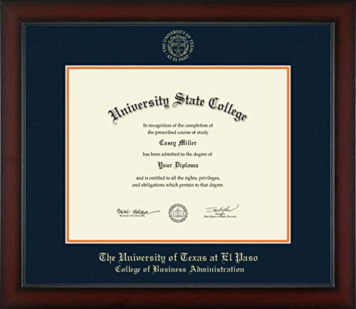 University of Texas at El Paso College of Business Administration - Officially Licensed - PhD - Gold Embossed Diploma Frame - Document Size 14" x 11"