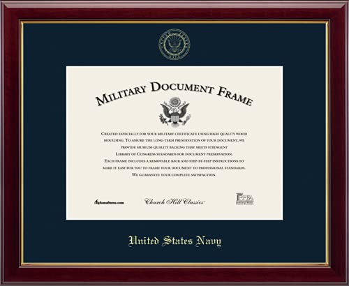 Church Hill Classics United States Navy Certificate Frame - Featuring Gallery Moulding - Horizontal Orientation - Officially Licensed - Document Size 14" x 10"