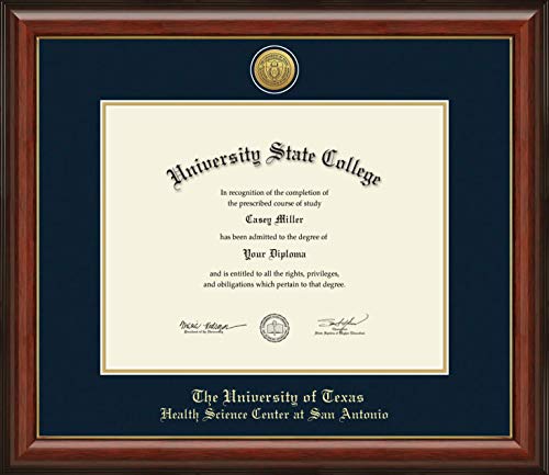 University of Texas Health Science Center at San Antonio - Officially Licensed - Gold Embossed Diploma Frame - Document Size 14" x 11"