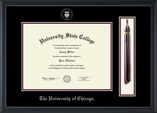 University of Chicago - Officially Licensed - Silver Embossed Tassel Diploma Frame - Document Size 12" x 9"