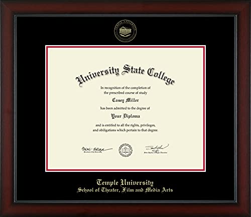 Temple University School of Theater, Film and Media Arts - Officially Licensed - Gold Embossed Diploma Frame - Document Size 14" x 11"