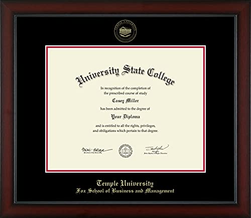 Temple University Fox School of Business and Management - Officially Licensed - Gold Embossed Diploma Frame - Document Size 14" x 11"