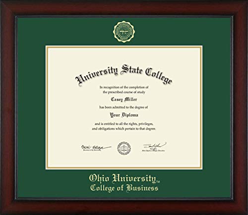 Ohio University College of Business - Officially Licensed - Bachelor's/Master's - Gold Embossed Diploma Frame - Document Size 14" x 11"