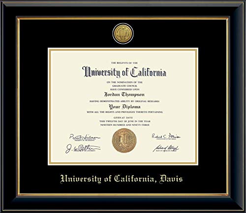 Church Hill Classics University of California Davis - Gold Engraved Medallion - Featuring Onyx Gold Moulding - Officially Licensed - Diploma Size 11" x 8.5"