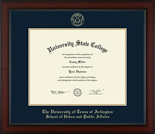 The University of Texas at Arlington School of Urban and Public Affairs - Officially Licensed - Gold Embossed Diploma Frame - Document Size 14" x 11"