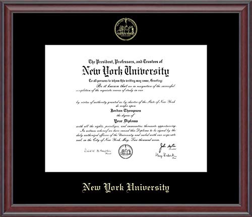 Church Hill Classics New York University - Gold Embossed - Featuring Studio Moulding - Officially Licensed - Diploma Size 14.25" x 11.25"