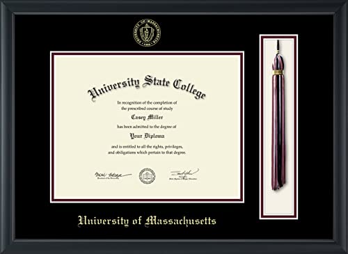 University of Massachusetts Amherst - Officially Licensed - Gold Embossed Tassel Diploma Frame - Document Size 11" x 8.5"