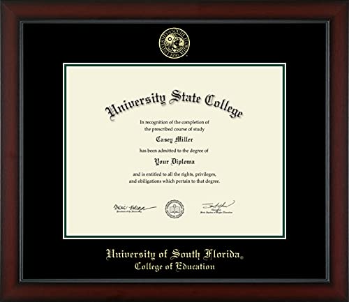 University of South Florida College of Education - Officially Licensed - Gold Embossed Diploma Frame - Document Size 14" x 11"