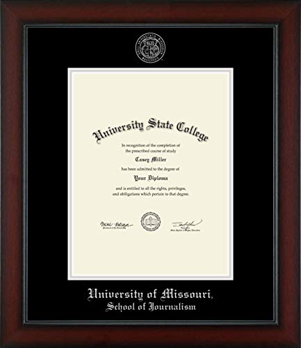 University of Missouri Columbia School of Journalism - Officially Licensed - Bachelor's/Master's - Silver Embossed Diploma Frame - Document Size 8.5" x 11"