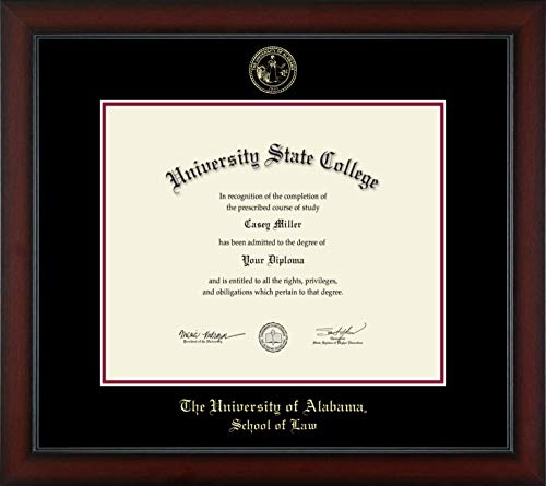 Framerly For The University of Alabama Tuscaloosa School of Law - Officially Licensed - Gold Embossed Diploma Frame - Diploma Size 17" x 14"