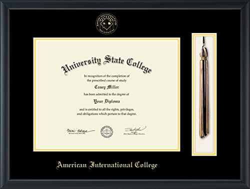 American International College - Officially Licensed - Gold Embossed Tassel Diploma Frame - Document Size 13" x 10"