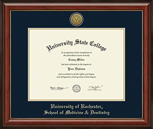 University of Rochester School of Medicine and Dentistry - Officially Licensed - PhD - Gold Medallion Diploma Frame - Document Size 16" x 12"