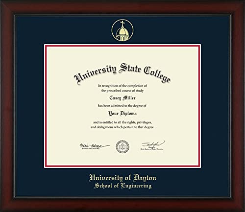 University of Dayton School of Engineering - Officially Licensed - Gold Embossed Diploma Frame - Document Size 14" x 11"