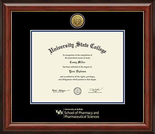 University at Buffalo School of Pharmacy and Pharmaceutical Sciences - Officially Licensed - Gold Medallion Diploma Frame - Document Size 12.5" x 9.75"