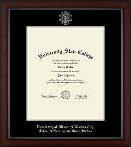 University of Missouri Kansas City School of Nursing and Health Studies - Officially Licensed - Pre-Spring 2021 PhD - Silver Embossed Diploma Frame - Document Size 14" x 17"