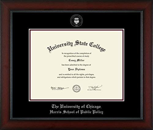 University of Chicago Harris School of Public Policy - Officially Licensed - Silver Embossed Diploma Frame - Document Size 12" x 9"