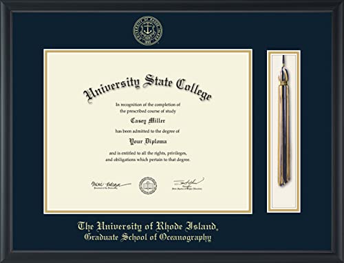 The University of Rhode Island Graduate School of Oceanography - Officially Licensed - Gold Embossed Tassel Diploma Frame - Document Size 14" x 11"