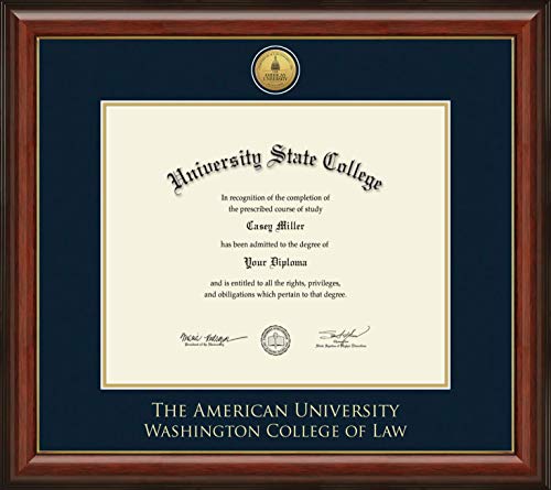 American University Washington College of Law - Officially Licensed - Gold Medallion Diploma Frame - Document Size 17" x 14"