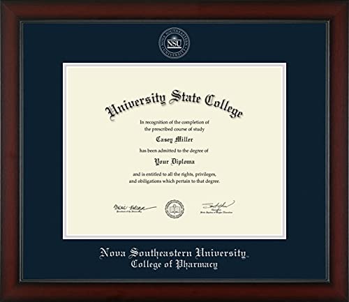 Nova Southeastern University College of Pharmacy - Officially Licensed - Silver Embossed Diploma Frame - Document Size 14" x 11"