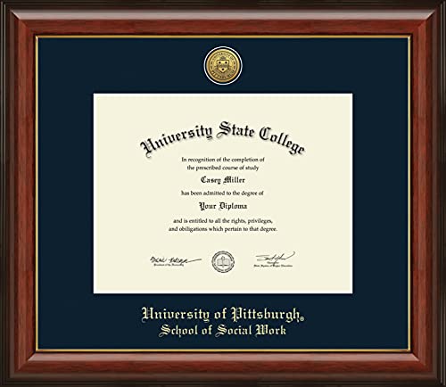 University of Pittsburgh School of Social Work - Officially Licensed - Gold Medallion Diploma Frame - Document Size 11" x 8.5"