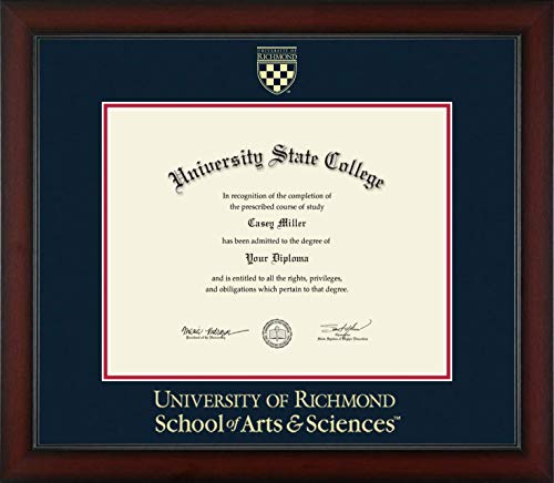 University of Richmond School of Arts & Sciences - Officially Licensed - Gold Embossed Diploma Frame - Document Size 14.5" x 11.5"