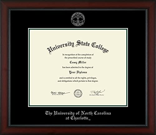 Framerly For The University of North Carolina at Charlotte - Officially Licensed - Silver Embossed Diploma Frame - Document Size 14" x 11"