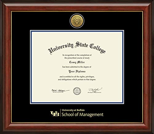 University at Buffalo School of Management - Officially Licensed - Gold Medallion Diploma Frame - Document Size 12.5" x 9.75"