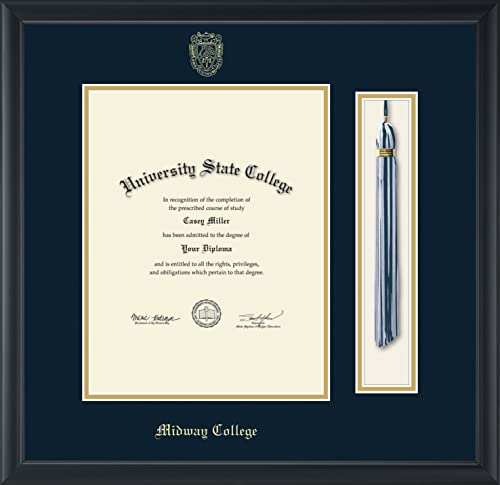 Midway College - Officially Licensed - Gold Embossed Tassel Diploma Frame - Document Size 8.5" x 11"