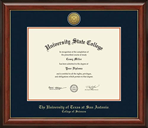 The University of Texas San Antonio College of Sciences - Officially Licensed - Gold Medallion Diploma Frame - Document Size 14" x 11"