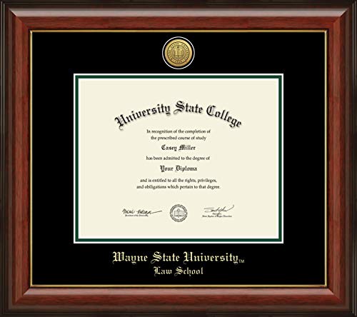 Wayne State University Law School - Officially Licensed - Gold Medallion Diploma Frame - Document Size 10" x 8"