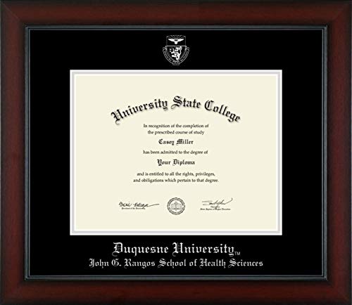 Duquesne University John G. Rangos School of Health Sciences - Officially Licensed - Bachelor's/Master's - Silver Embossed Diploma Frame - Document Size 11" x 8.5"