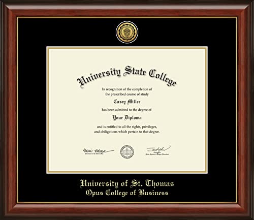 University of St. Thomas Opus College of Business - Officially Licensed - Gold Medallion Diploma Frame - Document Size 14" x 11"