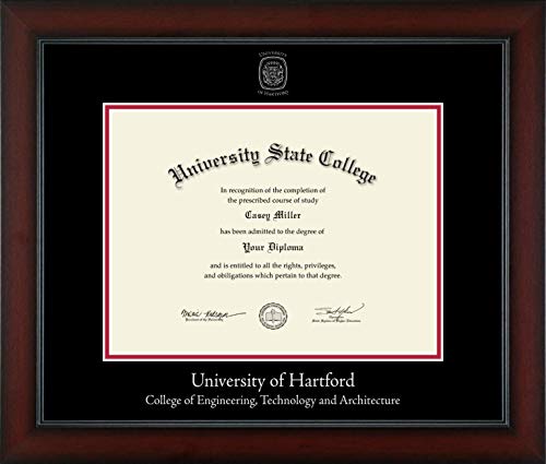 University of Hartford College of Engineering, Technology, and Architecture - Officially Licensed - Silver Embossed Diploma Frame - Document Size 12" x 9"