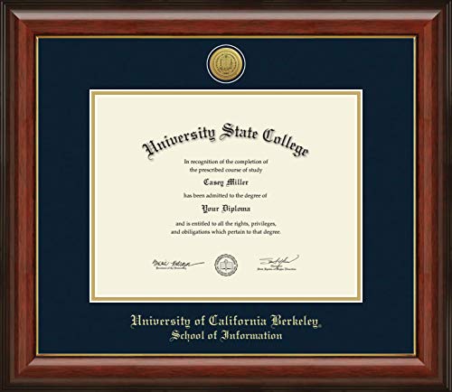 University of California Berkeley School of Information - Officially Licensed - Gold Medallion Diploma Frame - Document Size 11" x 8.5"