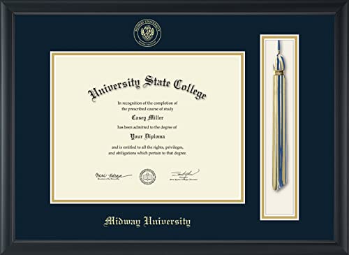 Midway University - Officially Licensed - Gold Embossed Tassel Diploma Frame - Document Size 11" x 8.5"