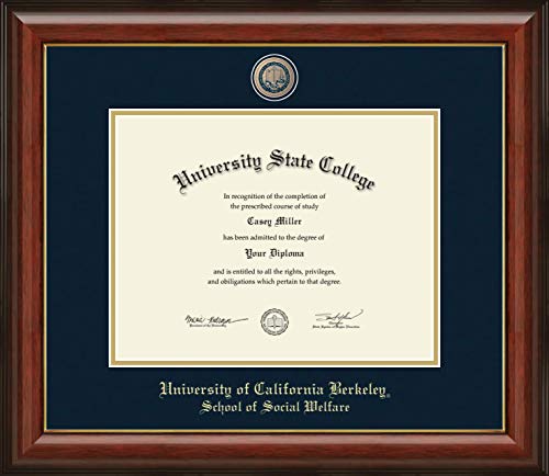 University of California Berkeley School of Social Welfare - Officially Licensed - Gold Medallion Diploma Frame - Document Size 11" x 8.5"