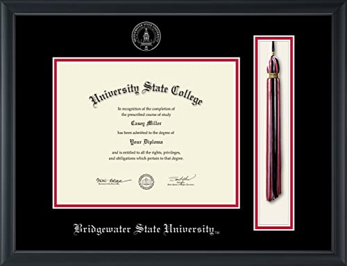 Bridgewater State University - Officially Licensed - Silver Embossed Tassel Diploma Frame - Document Size 10" x 8"