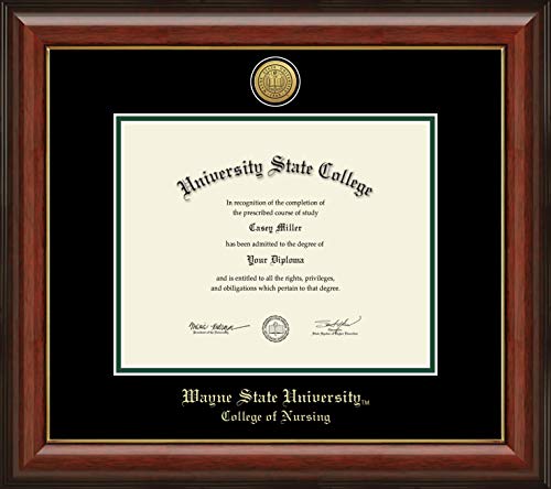 Wayne State University College of Nursing - Officially Licensed - Gold Medallion Diploma Frame - Document Size 10" x 8"