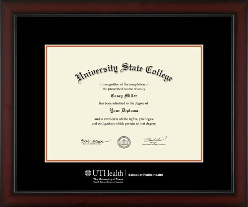 University of Texas Health Science Center at Houston School of Public Health - Officially Licensed - Silver Embossed Diploma Frame - Document Size 16.25" x 12"