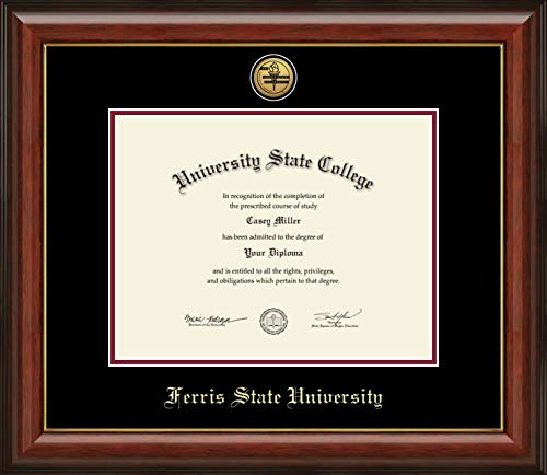 Ferris State University - Officially Licensed - Bachelor's/Master's - Gold Medallion Diploma Frame - Document Size 11" x 8.5"