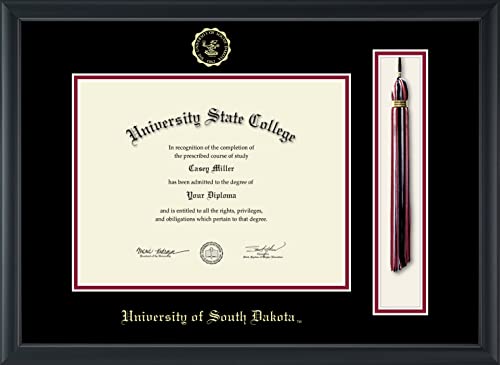 University of South Dakota - Officially Licensed - Gold Embossed Tassel Diploma Frame - Document Size 11" x 8.5"