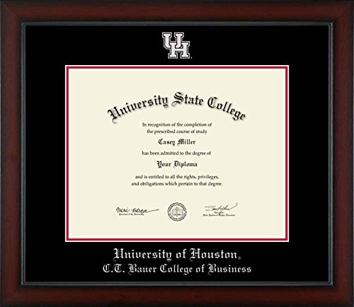 University of Houston C.T. Bauer College of Business - Officially Licensed - Silver Embossed Diploma Frame - Document Size 14" x 11"