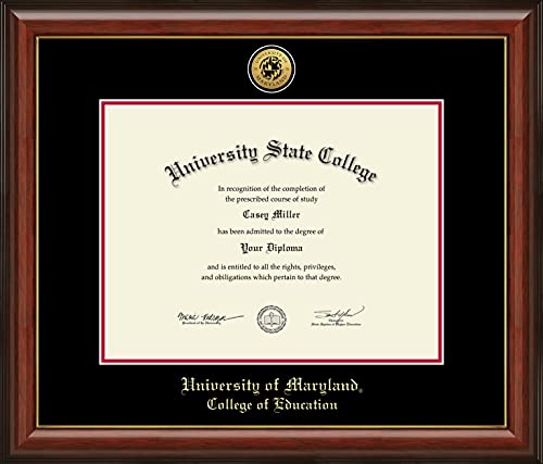 University of Maryland, College Park College of Education - Officially Licensed - Gold Medallion Diploma Frame - Document Size 17" x 13"